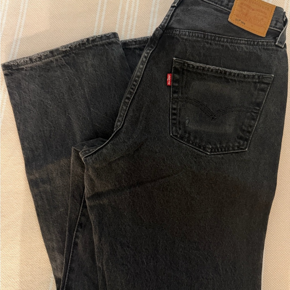Levi's premium 501 90s straight leg women’s jeans black denim size w29xl30